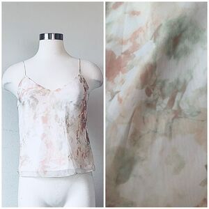 Jenny Yoo White Green Pink Cropped Tank Top Floral 0